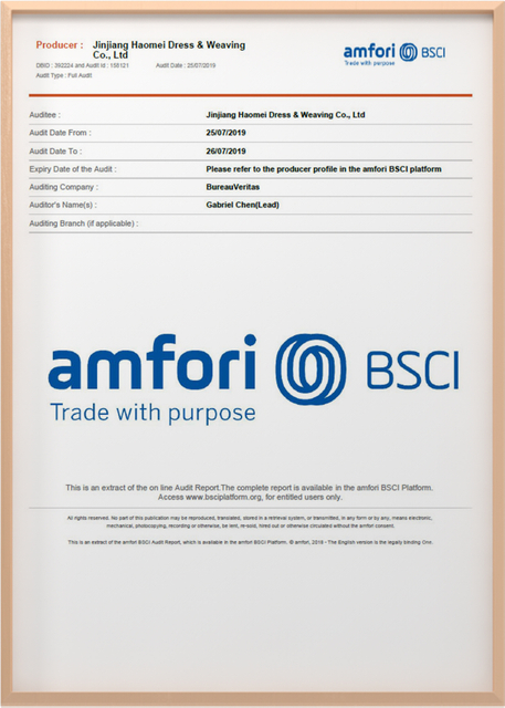 amfori BSCI certificate