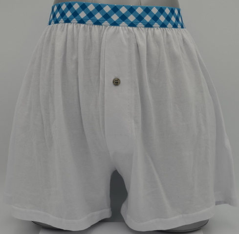 OEM férfi, tiszta pamut kötött fehér boxer, gombléccel (JMC11072)