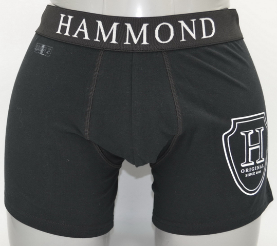 OEM Solid Black Boxer - alongamento de algodão com estampa lateral de escudo (JMC11051)