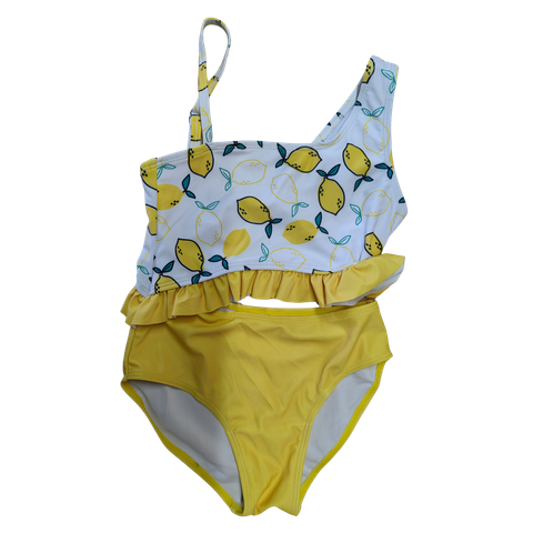 OEM Asymmetric Lemon Print Girls Swimwear Set