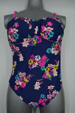 Piping အသေးစိတ်နှင့်အတူ OEM ရေတပ် Floral One-Piece Pietnsuit (JMC41028)