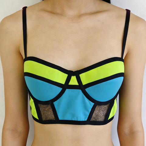 OEM Color-Block Mesh Beach Bra Top