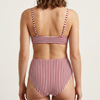 OEM Women's Red and White Nautical Stripe High-Waisted Bikini Set