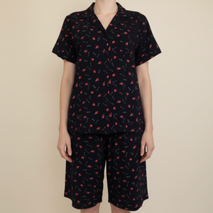 OEM Women's Cotton Printed Pajama/Loungewear Set (Short Sleeve/Shorts) (JMC26001)