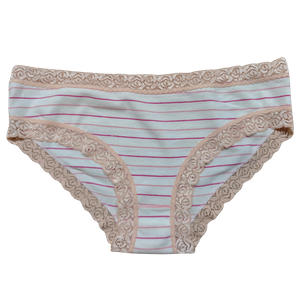 OEM Girl's Blush Ribbon Striped Lace Brief