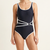 OEM Women's Contrast Piping Ring-Detail One-Piece Swimsuit