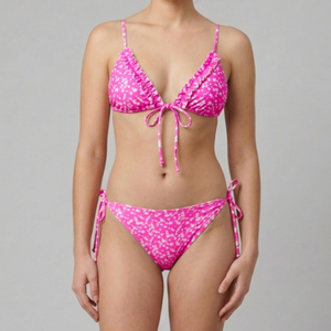 OEM Women's Neon Floral Ruffled Bikini Set
