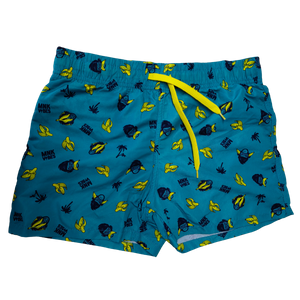 OEM Boys Monkey Vibes Teal Swim Trunks