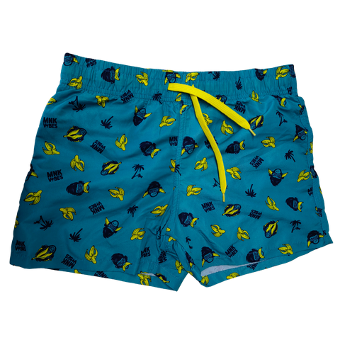 OEM Boys Monkey Vibes Teal Swim Trunks