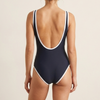 OEM Women's Contrast Piping Ring-Detail One-Piece Swimsuit