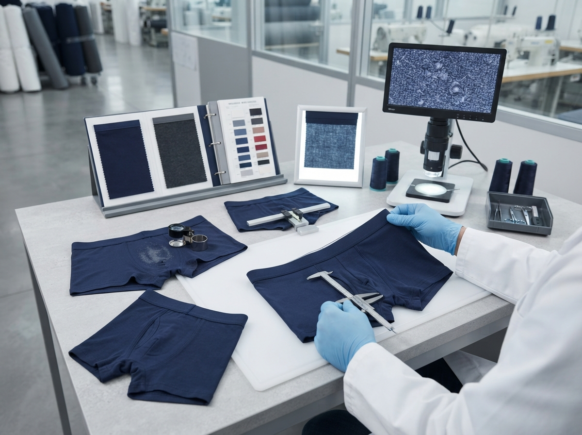 underwear quality inspection inside an OEM factory
