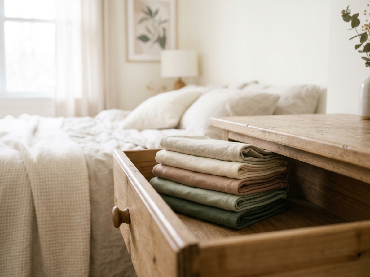 neatly folded underwear made from natural fabrics
