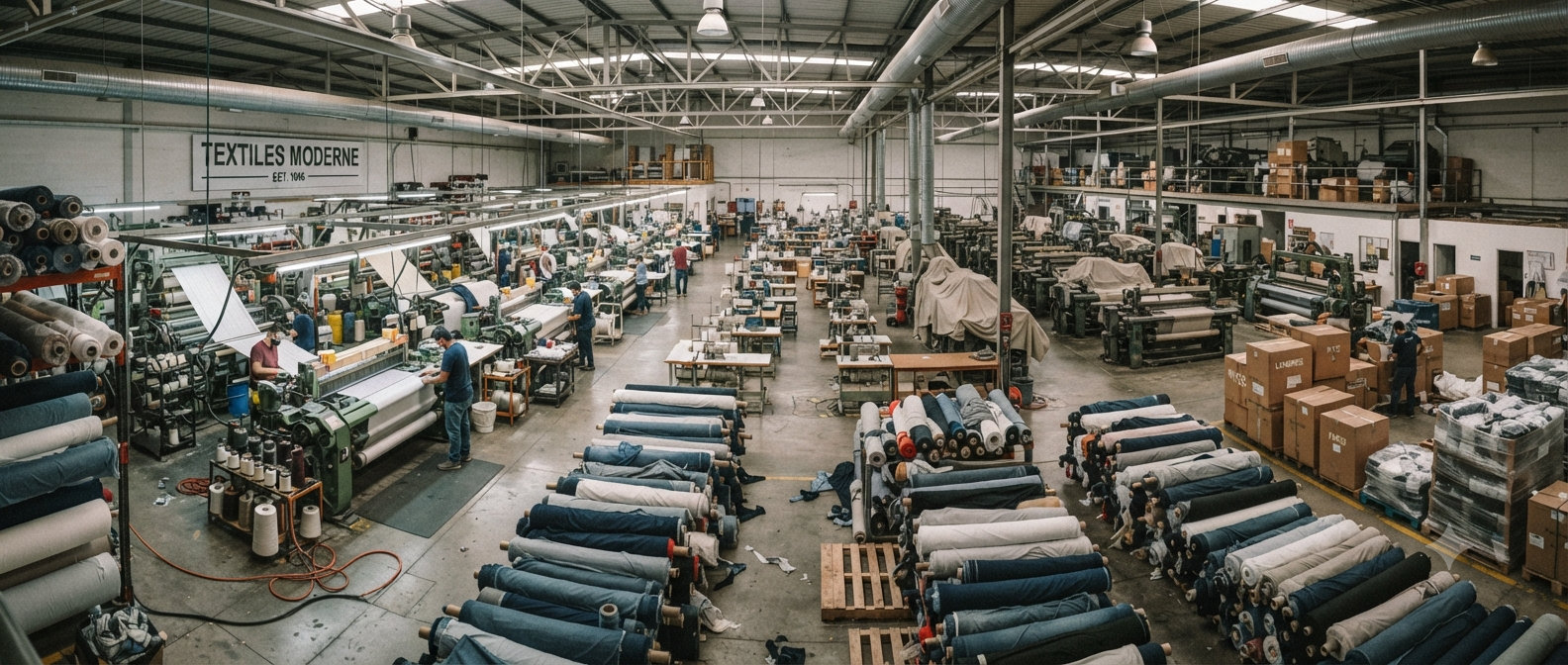 A panoramic view of a modern textile factory