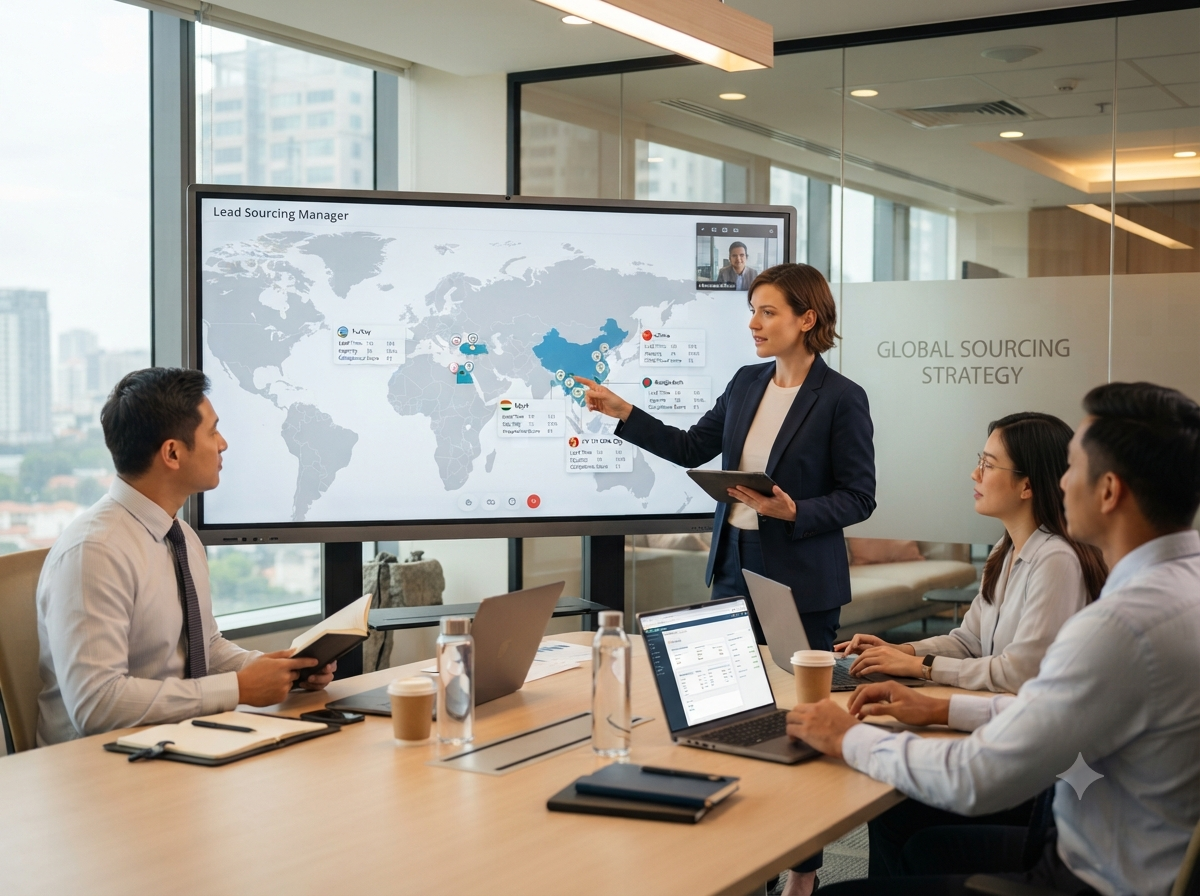 A sourcing manager reviewing manufacturing locations