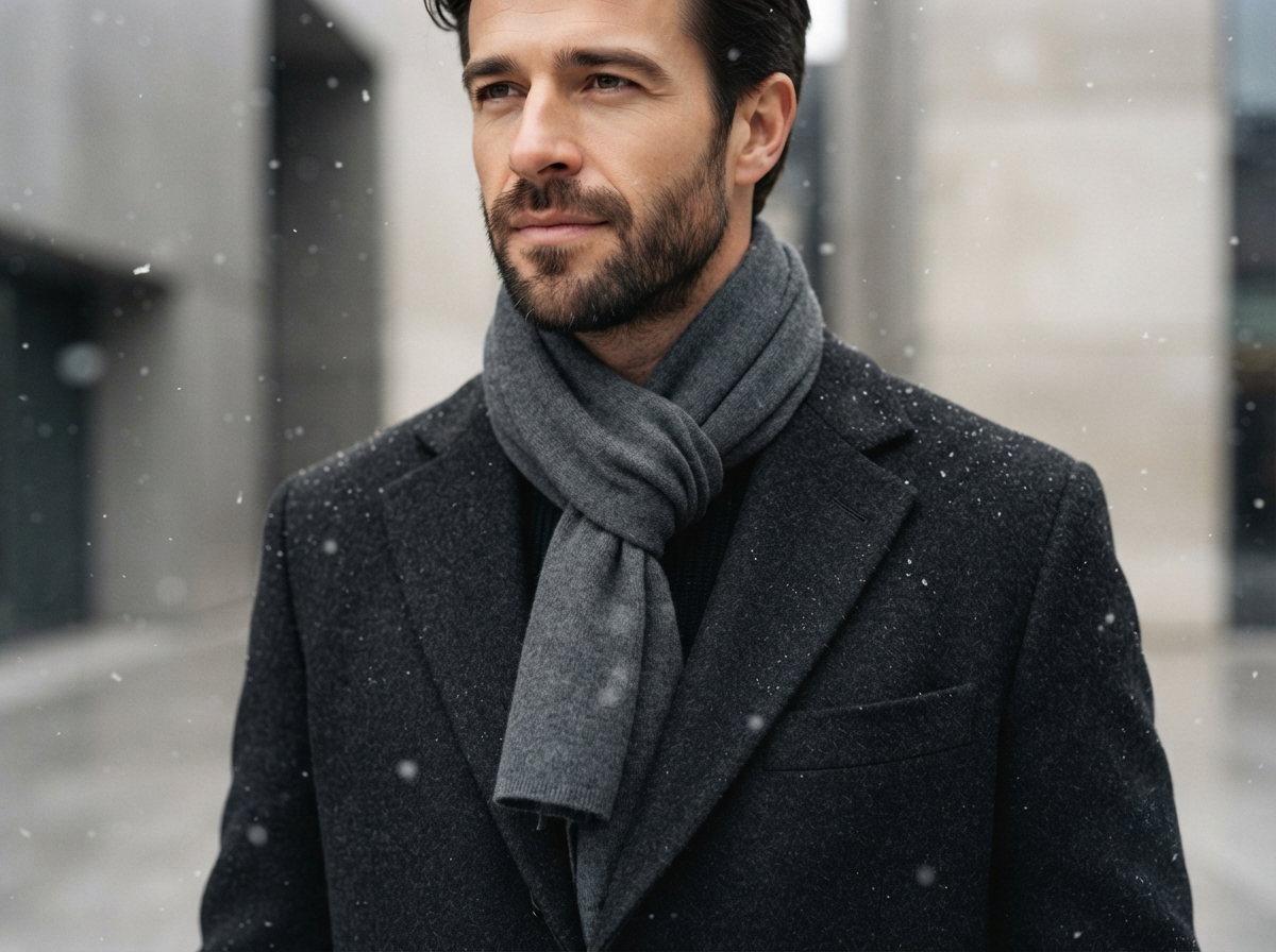 a person wearing a scarf tied in a classic Parisian knot