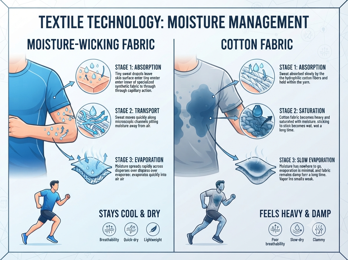 textile moisture wicking science inforgraphic