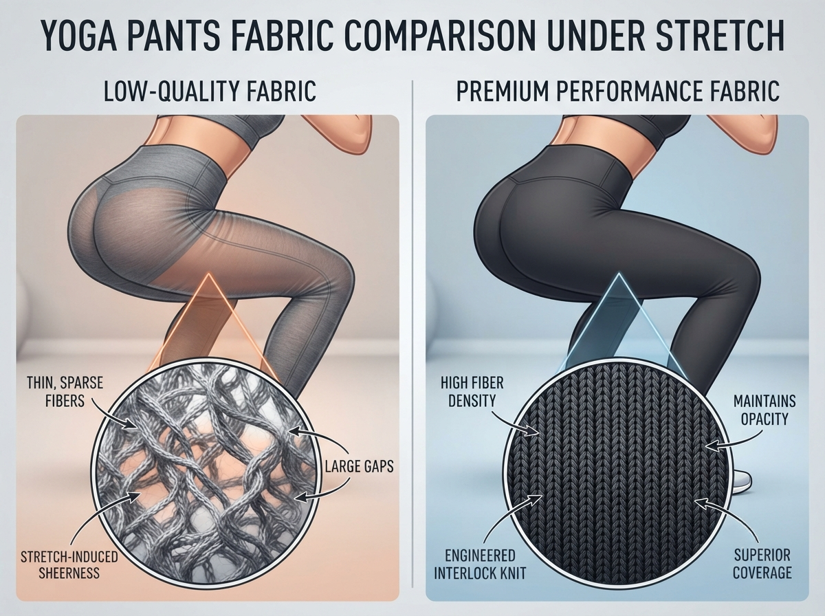 yoga pants fabric comparison under stretch