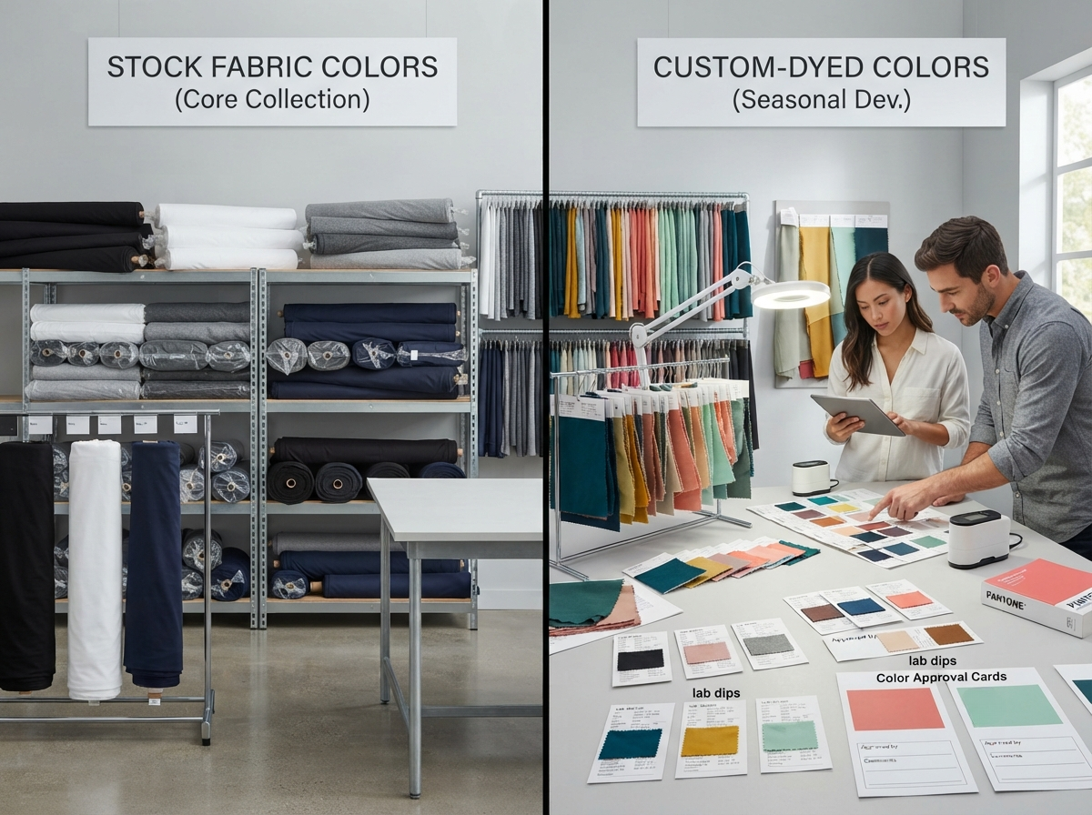 stock fabric colors vs custom-dyed fabrics