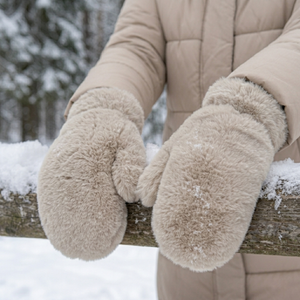 OEM Luxe Faux Fur Trimmed Mitten Gloves