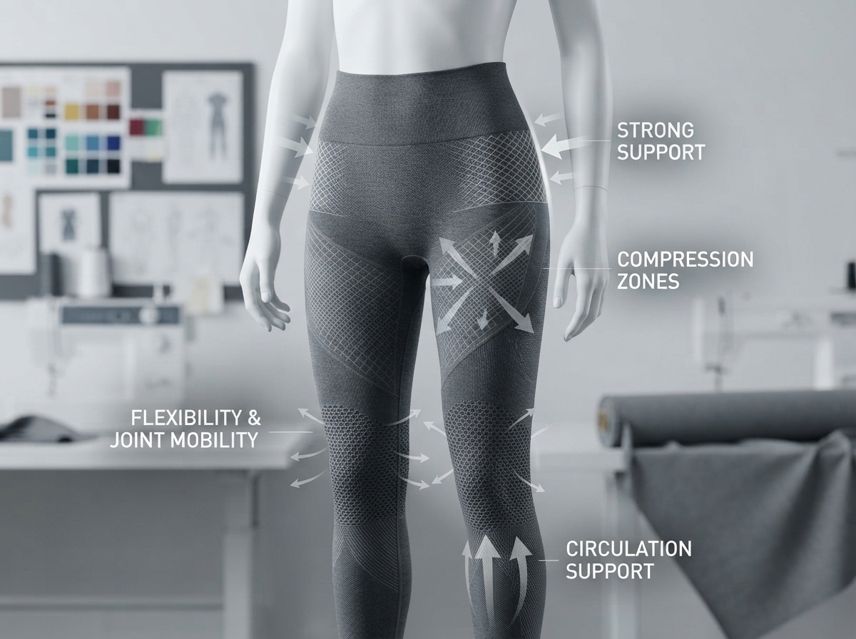 compression leggings with different pressure zones