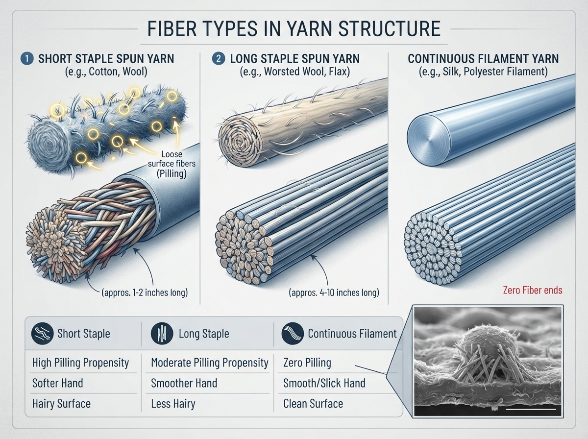 different fibers inside yarn